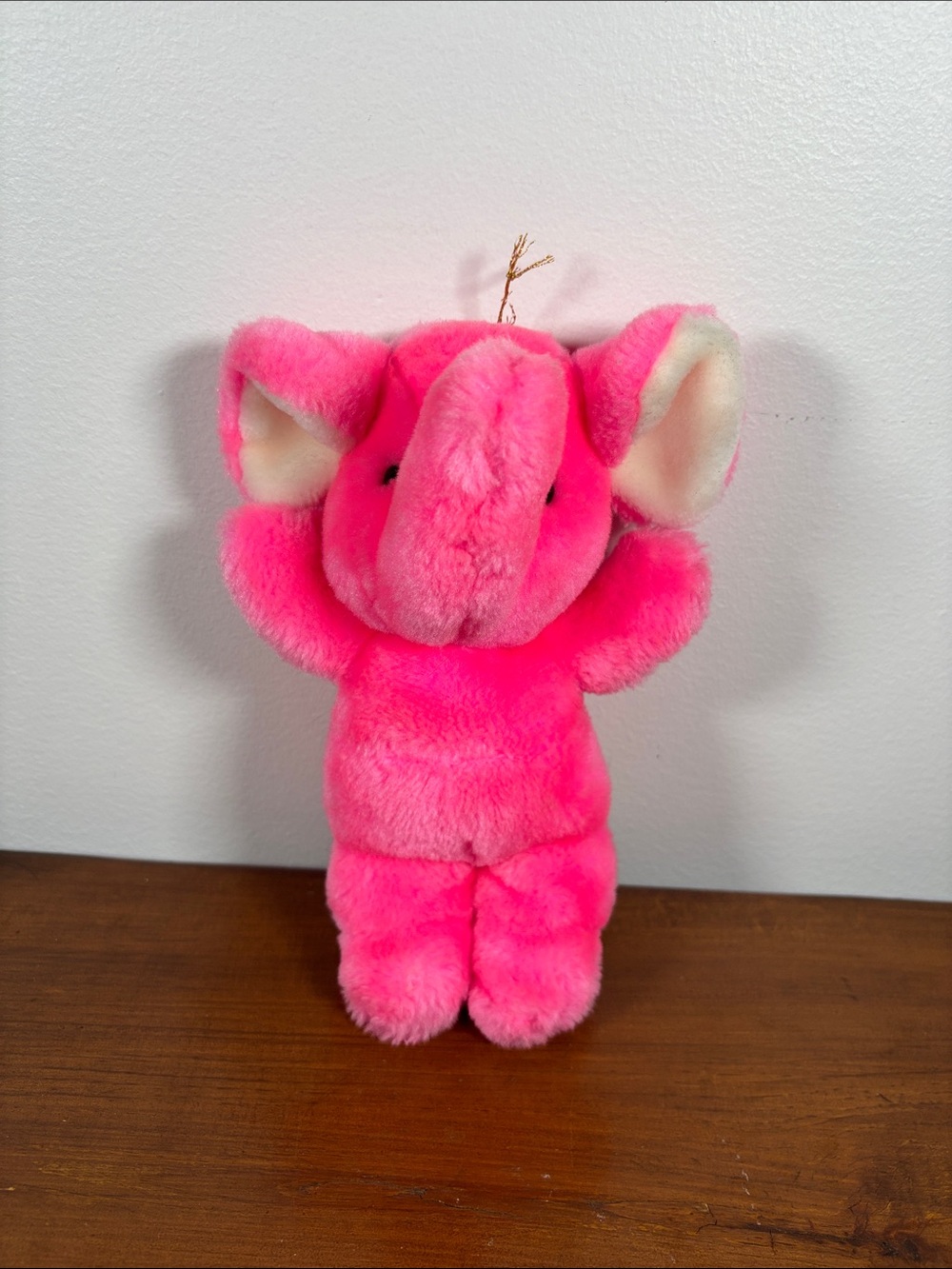 Vintage 1990s Ganz Bros Pink Elephant Plush Stuffed Animal 8" Toy - Rare Retro
